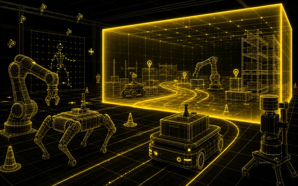 Physical AI labs wireframe visualization